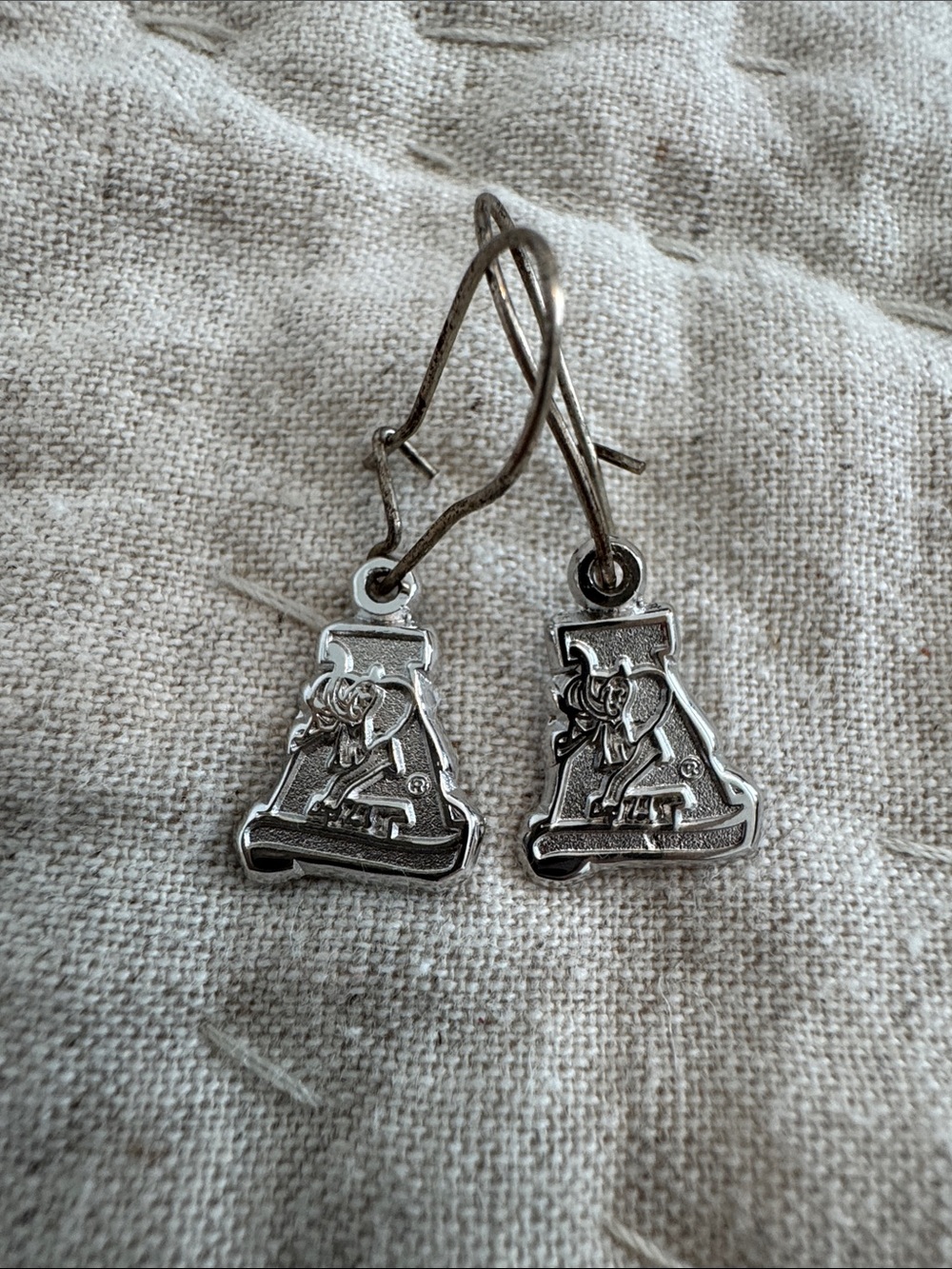 925 Silver LogoArt Alabama 'A' Elephant Dangle Earrings